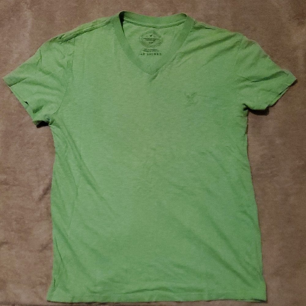 American Eagle Outfitters Light Green V-Neck Tee